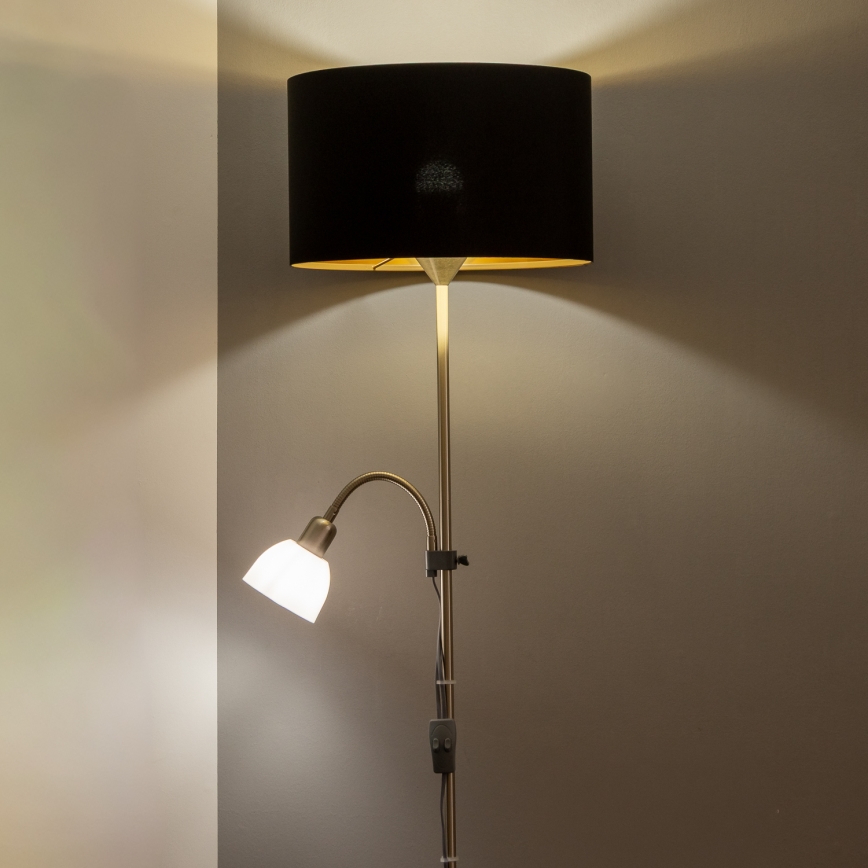 Brilagi - Stojacia lampa CERIA 1xE27/100W/230V + 1xE14/25W matný chróm/čierna