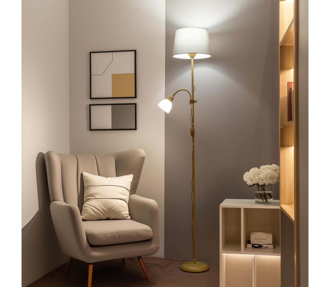 Brilagi - Stojacia lampa CERIA 1xE27/100W/230V + 1xE14/25W zlatá/šedá 1xBG2827+1xEG781036