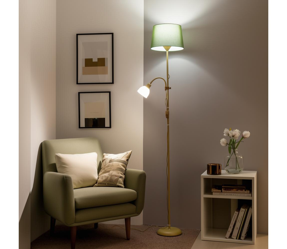 Brilagi - Stojacia lampa CERIA 1xE27/100W/230V + 1xE14/25W zlatá/zelená 1xBG2827+1xEG781039