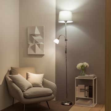 Brilagi - Stojacia lampa CERIA 2 v 1 1xE27/100W/230V + 1xE14/25W matný chróm/sivá