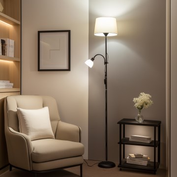 Brilagi - Stojacia lampa CERIA 2v1 1xE27/100W/230V + 1xE14/25W čierna/béžová