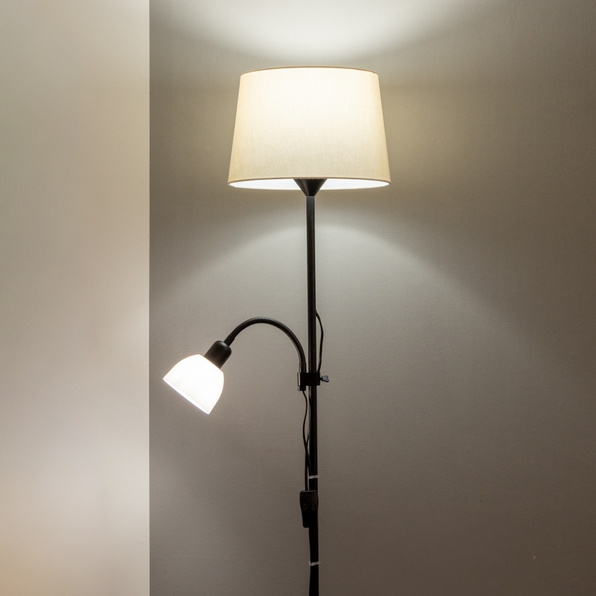 Brilagi - Stojacia lampa CERIA 2v1 1xE27/100W/230V + 1xE14/25W čierna/béžová