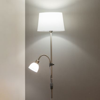 Brilagi - Stojacia lampa CERIA 2v1 1xE27/100W/230V + 1xE14/25W matný chróm/biela