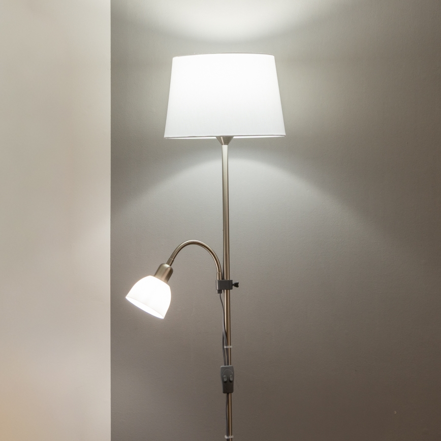 Brilagi - Stojacia lampa CERIA 2v1 1xE27/100W/230V + 1xE14/25W matný chróm/biela