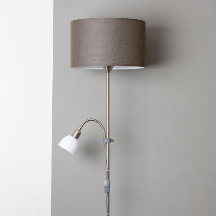 Brilagi - Stojacia lampa CERIA 2v1 1xE27/100W/230V + 1xE14/25W matný chróm/hnedá