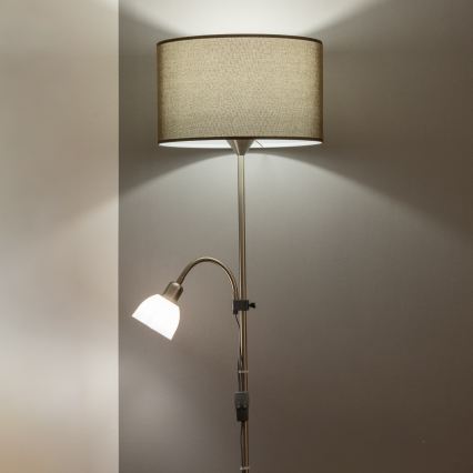 Brilagi - Stojacia lampa CERIA 2v1 1xE27/100W/230V + 1xE14/25W matný chróm/hnedá