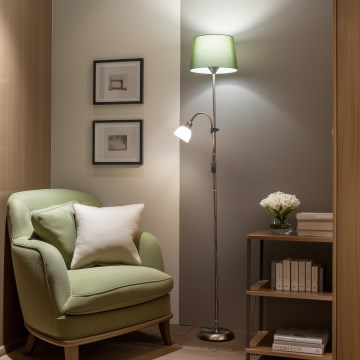 Brilagi - Stojacia lampa CERIA 2v1 1xE27/100W/230V + 1xE14/25W matný chróm/zelená