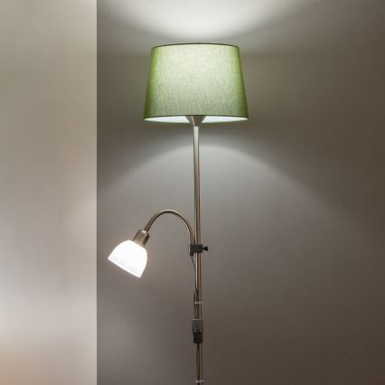 Brilagi - Stojacia lampa CERIA 2v1 1xE27/100W/230V + 1xE14/25W matný chróm/zelená