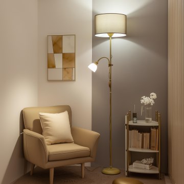 Brilagi - Stojacia lampa CERIA 2v1 1xE27/100W/230V + 1xE14/25W zlatá/hnedá