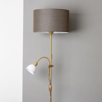 Brilagi - Stojacia lampa CERIA 2v1 1xE27/100W/230V + 1xE14/25W zlatá/hnedá
