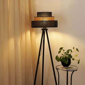 Brilagi - Stojacia lampa DAKOTA LUNETA 1xE27/15W/230V čierna/ratan