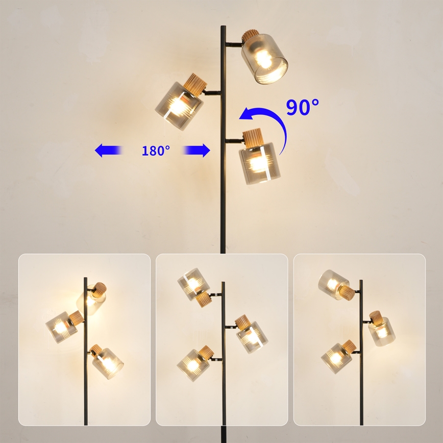Brilagi - Stojacia lampa HYGGE 3xE14/15W/230V kaučukovník/dymová