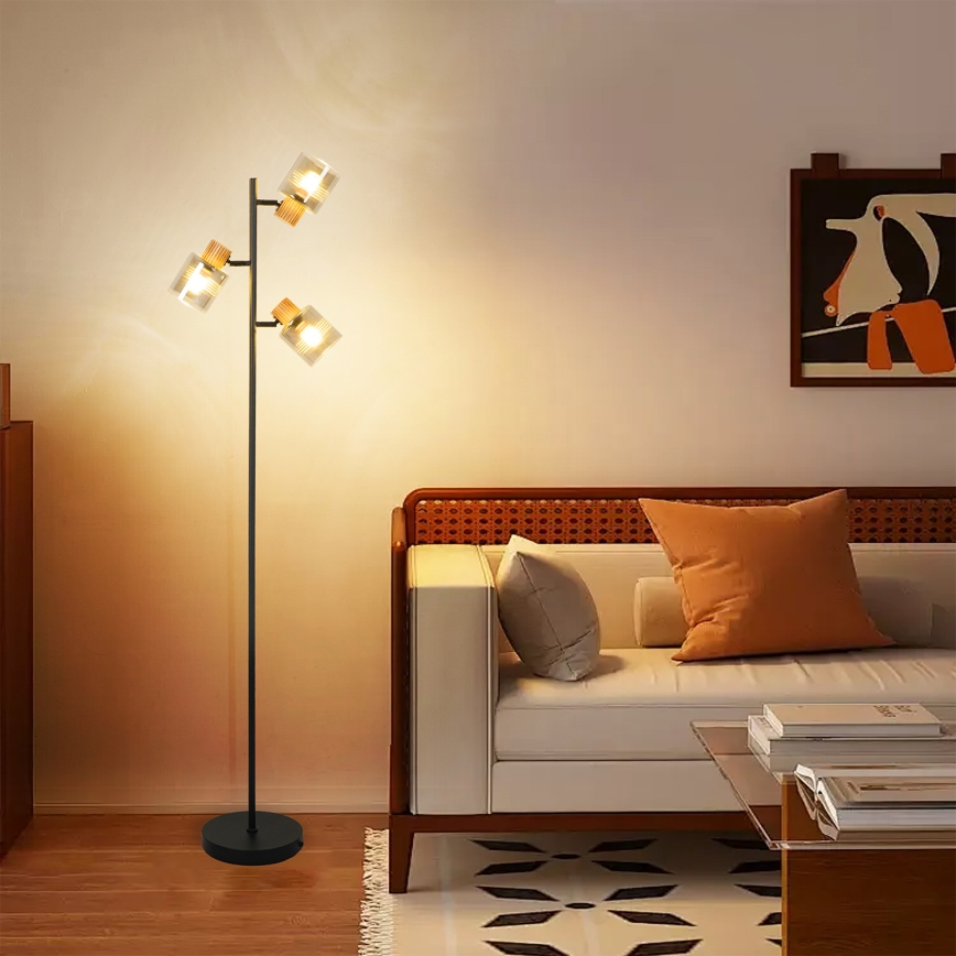 Brilagi - Stojacia lampa HYGGE 3xE14/15W/230V kaučukovník/dymová