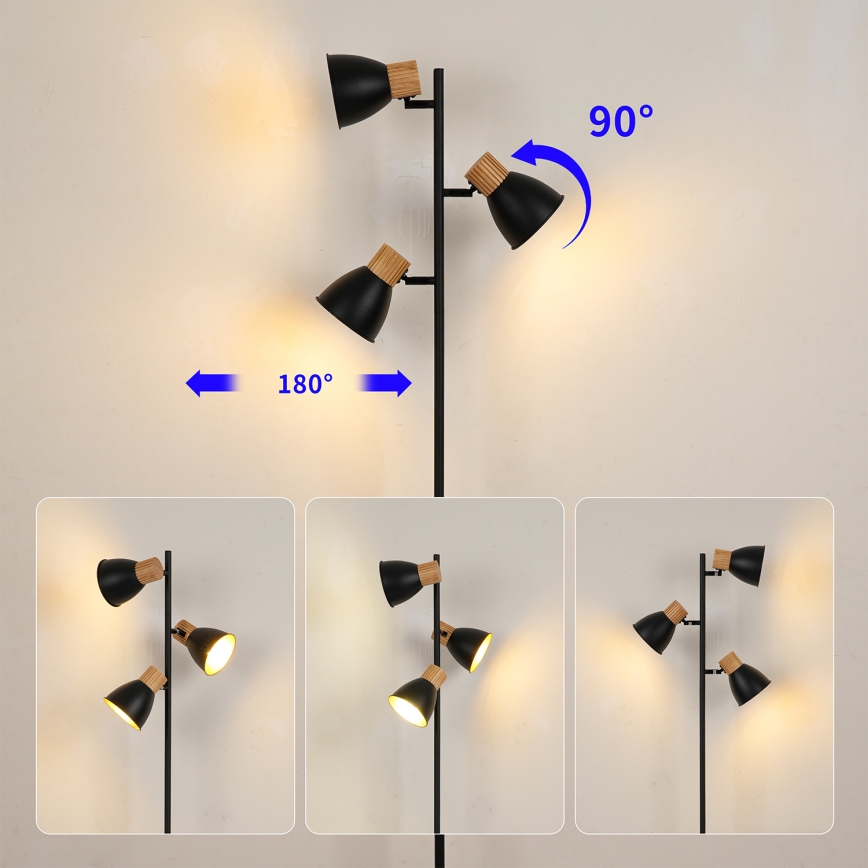 Brilagi - Stojacia lampa ODENSE 3xE14/10W/230V kaučukovník/čierna