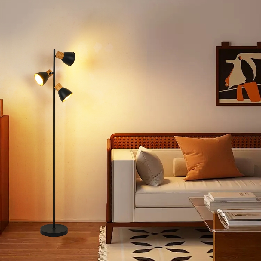 Brilagi - Stojacia lampa ODENSE 3xE14/10W/230V kaučukovník/čierna