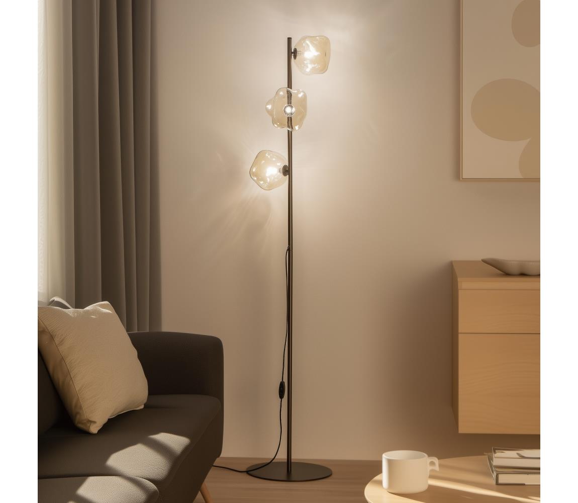 Brilagi - Stojacia lampa VULCANO 3xG9/8W/230V bronzová/dymová béžová 16200