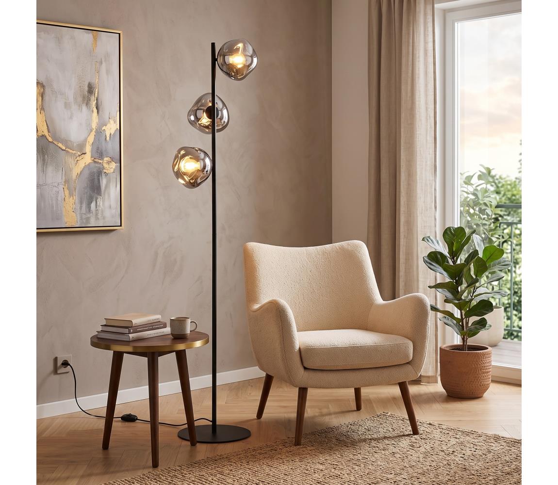 Brilagi - Stojacia lampa VULCANO 3xG9/8W/230V čierna/dymová čierna 16203