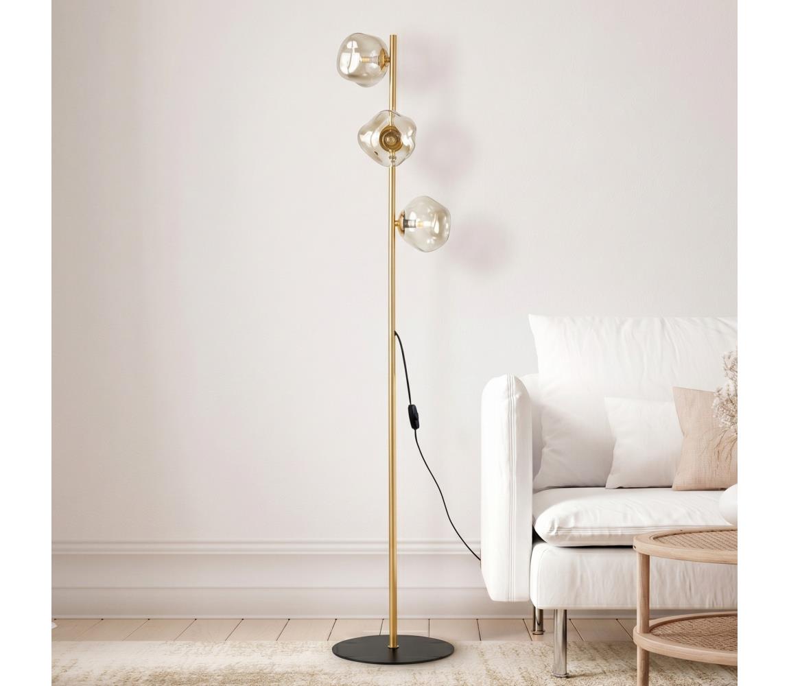Brilagi - Stojacia lampa VULCANO 3xG9/8W/230V zlatá/dymová béžová 16202