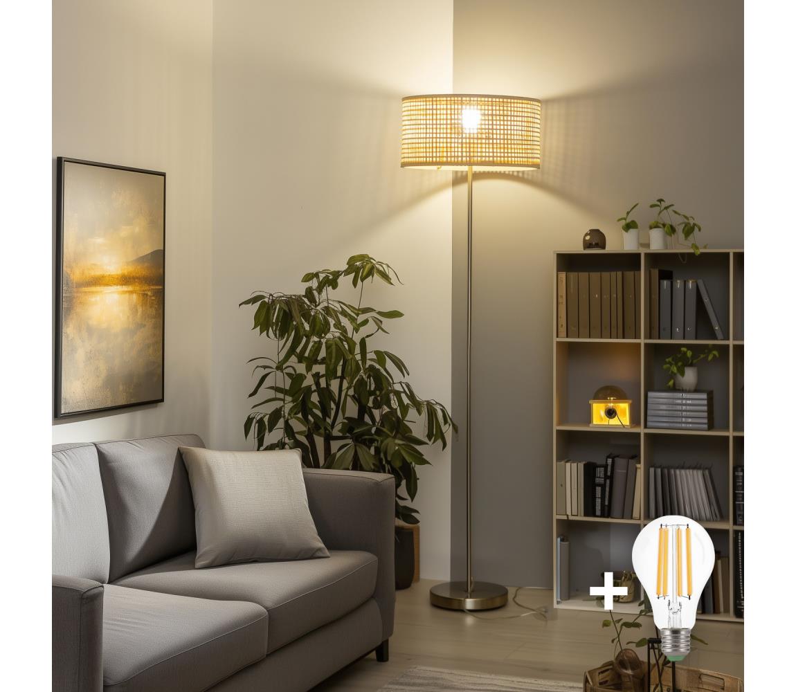 Brilagi - Stojacia LED lampa CERIA 1xE27/40W/230V pr. 40 cm bambus/matný chróm EG300183+EG781161