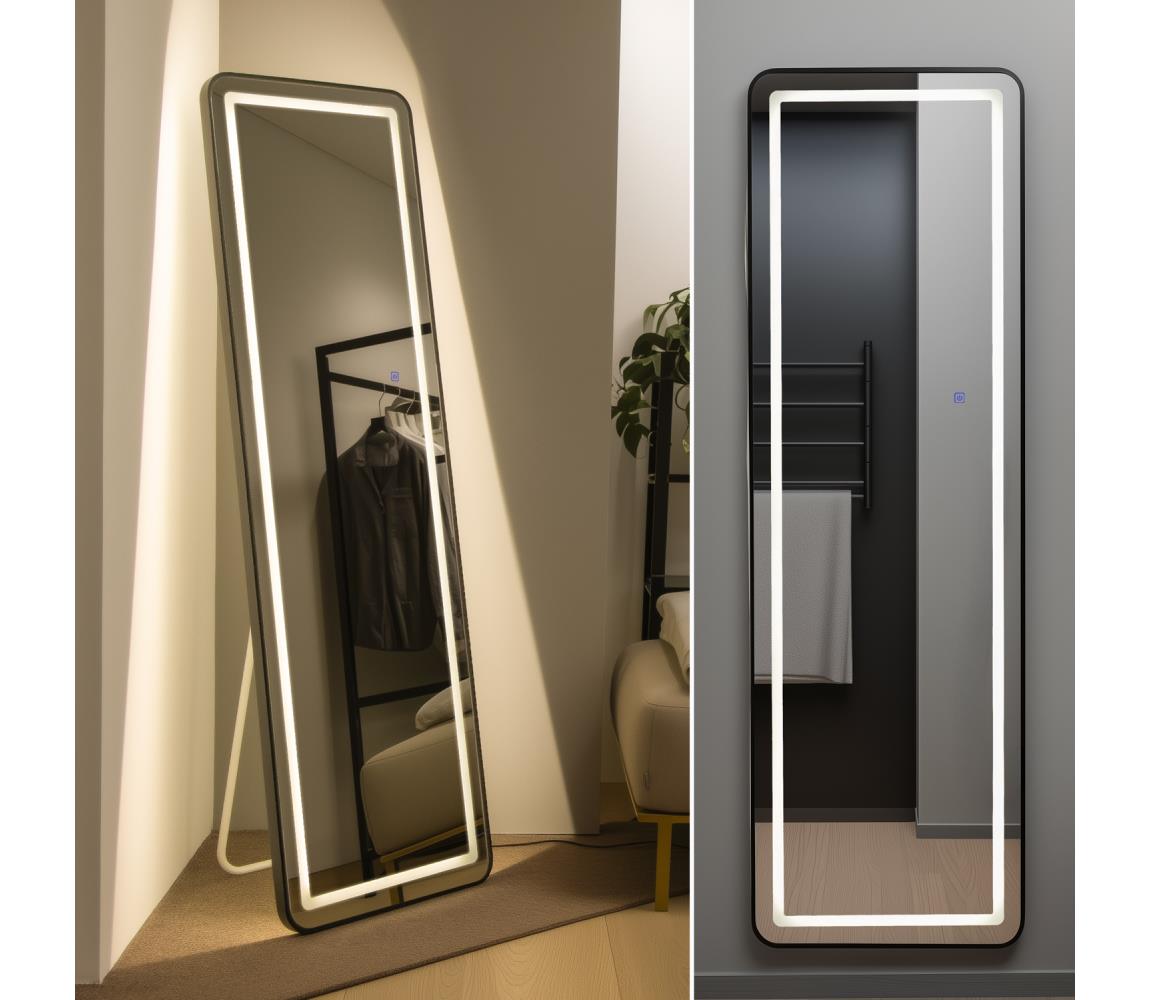 Brilagi - Stojacie zrkadlo BELLEZA LED/42W/230V 160x50 cm IP44 CRI 90 stmievateľné +CCT FG-CY48-A01-16050-02-BLK