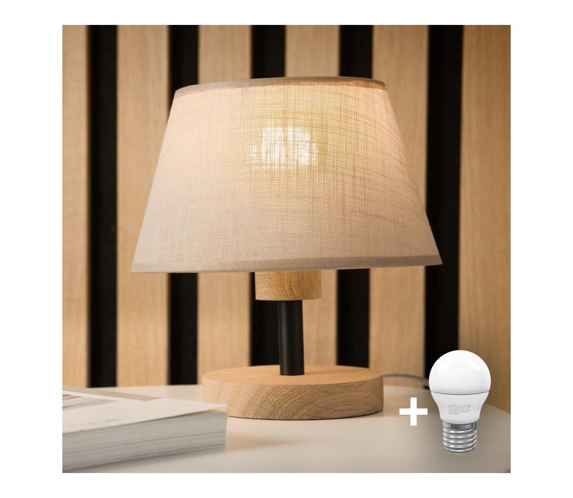 Brilagi Brilagi - Stolná lampa ANTHONY 1xE27/60W/230V dub/béžová