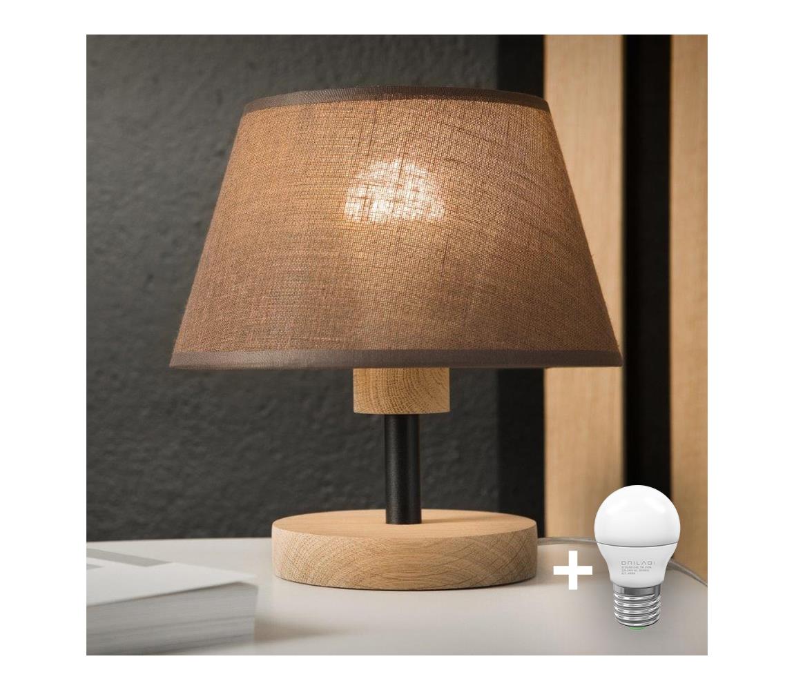 Brilagi Brilagi - Stolná lampa ANTHONY 1xE27/60W/230V dub/hnedá