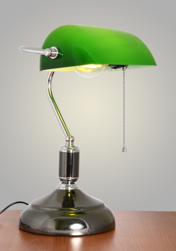 Brilagi - Stolná lampa BANK OFFICE 1xE27/60W/230V čierna/strieborná/zelená