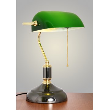 Brilagi - Stolná lampa BANK OFFICE 1xE27/60W/230V čierna/zlatá/zelená