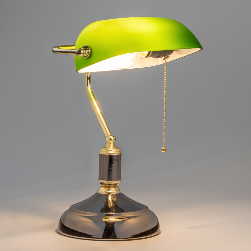 Brilagi - Stolná lampa BANK OFFICE 1xE27/60W/230V čierna/zlatá/zelená