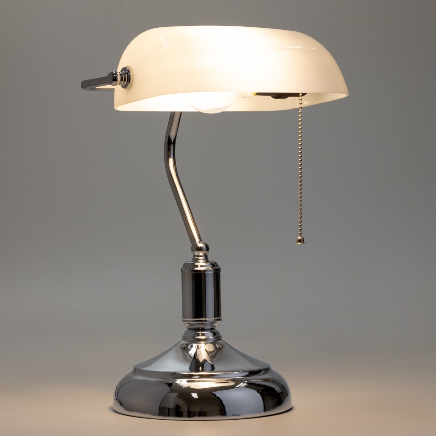 Brilagi - Stolná lampa BANK OFFICE 1xE27/60W/230V lesklý chróm/biela