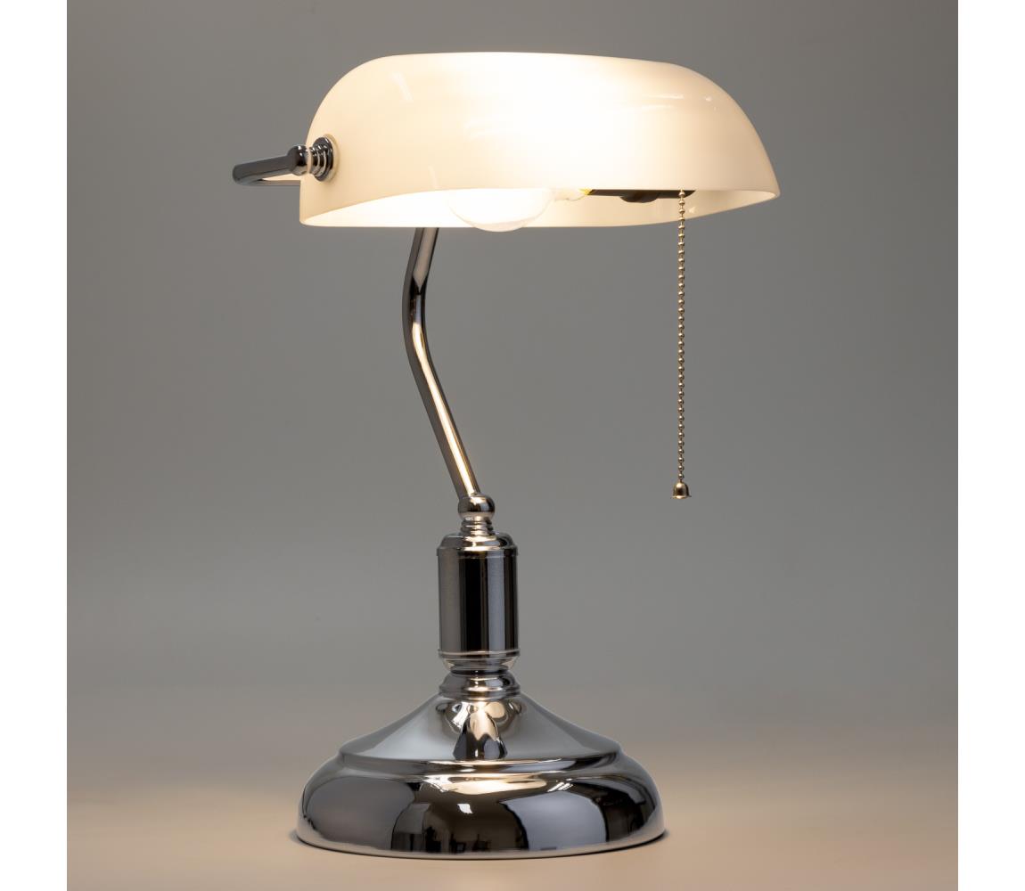 Brilagi Brilagi - Stolná lampa BANK OFFICE 1xE27/60W/230V lesklý chróm/biela 