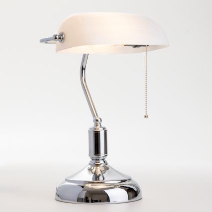 Brilagi - Stolná lampa BANK OFFICE 1xE27/60W/230V lesklý chróm/biela