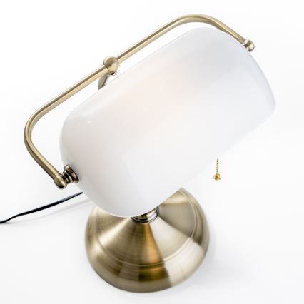 Brilagi - Stolná lampa BANK OFFICE 1xE27/60W/230V mosadz/biela