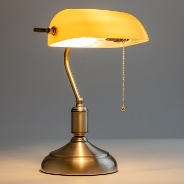 Brilagi - Stolná lampa BANK OFFICE 1xE27/60W/230V mosadz/oranžová
