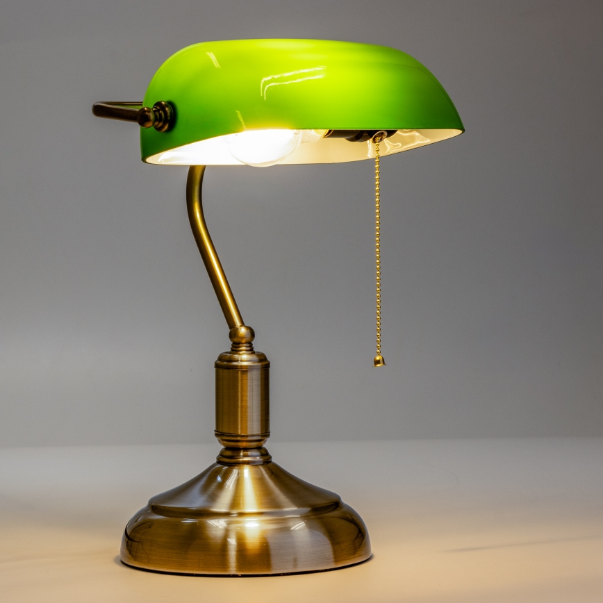 Brilagi - Stolná lampa BANK OFFICE 1xE27/60W/230V mosadz/zelená