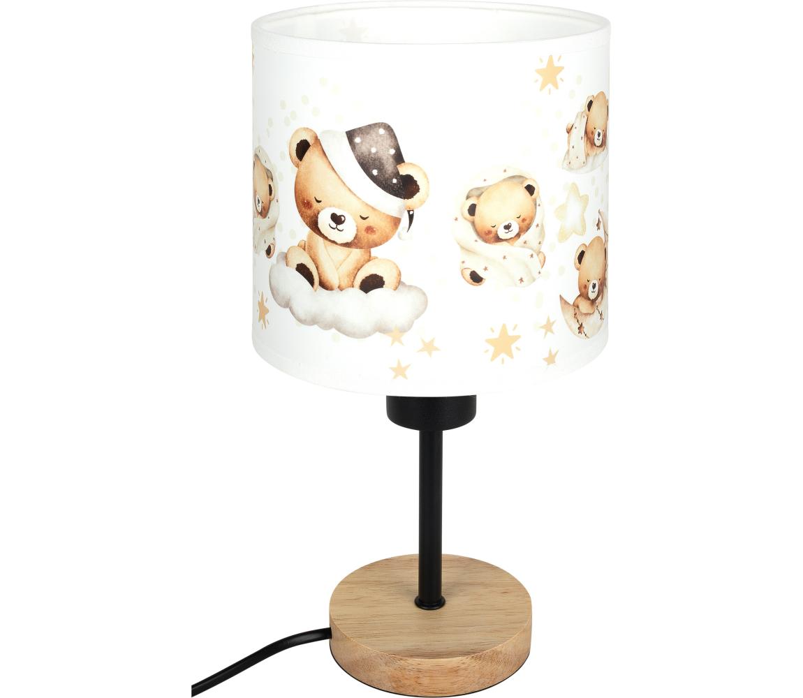 Brilagi - Stolná lampa BOBO WOOD 1xE27/25W/230V dub/čierna/biela/medvedíky BG1567+BG5590