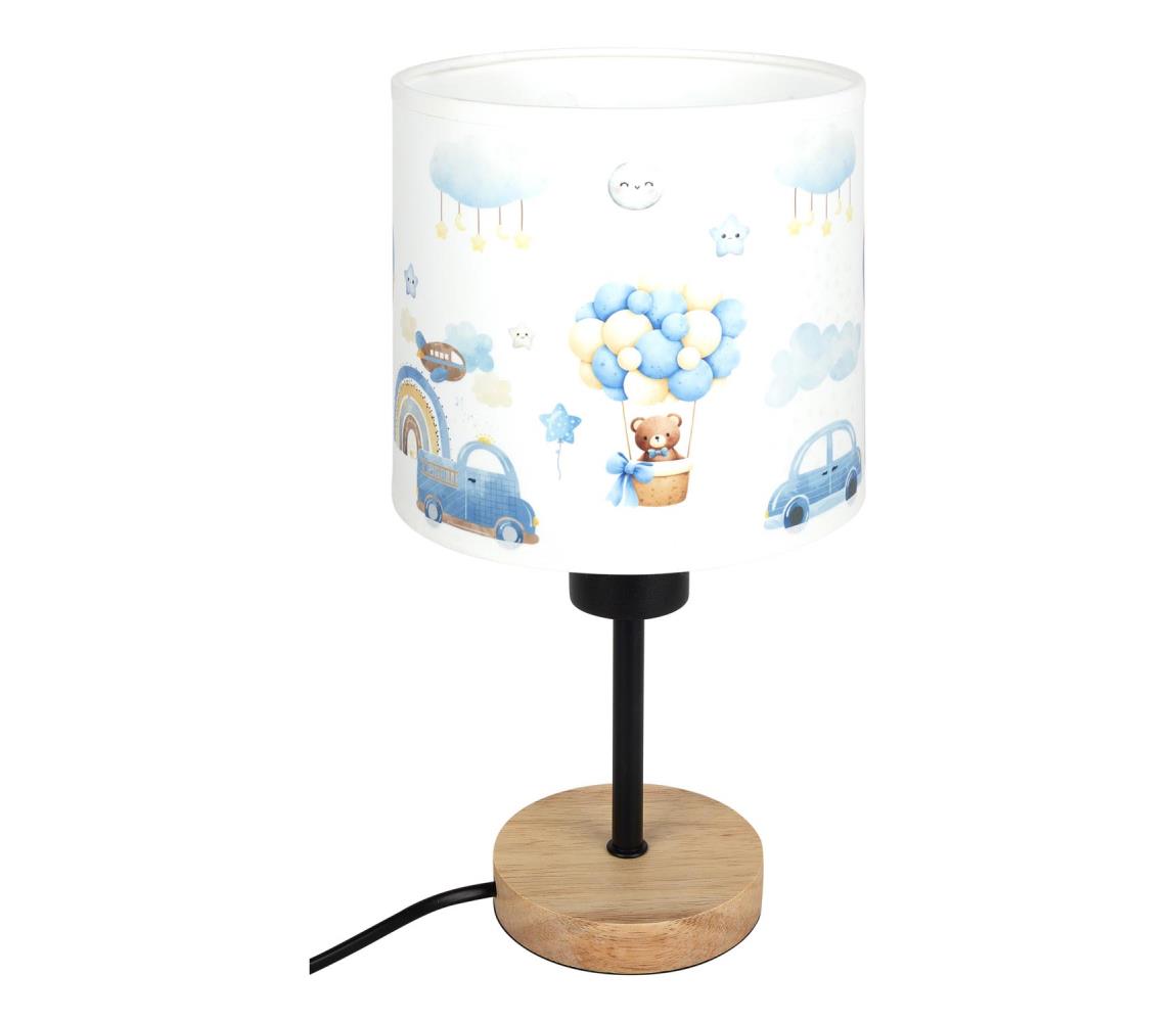 Brilagi - Stolná lampa BOBO WOOD 1xE27/25W/230V dub/čierna/biela/modrá/medvedíky BG1567+BG5585