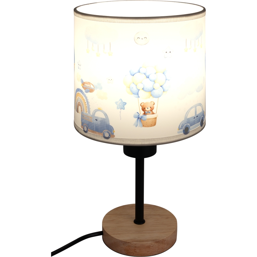 BRILAGI - Detská stolová lampa BOBO WOOD 1xE27/25W/230V dub/čierna/biela/modrá/medvedíky