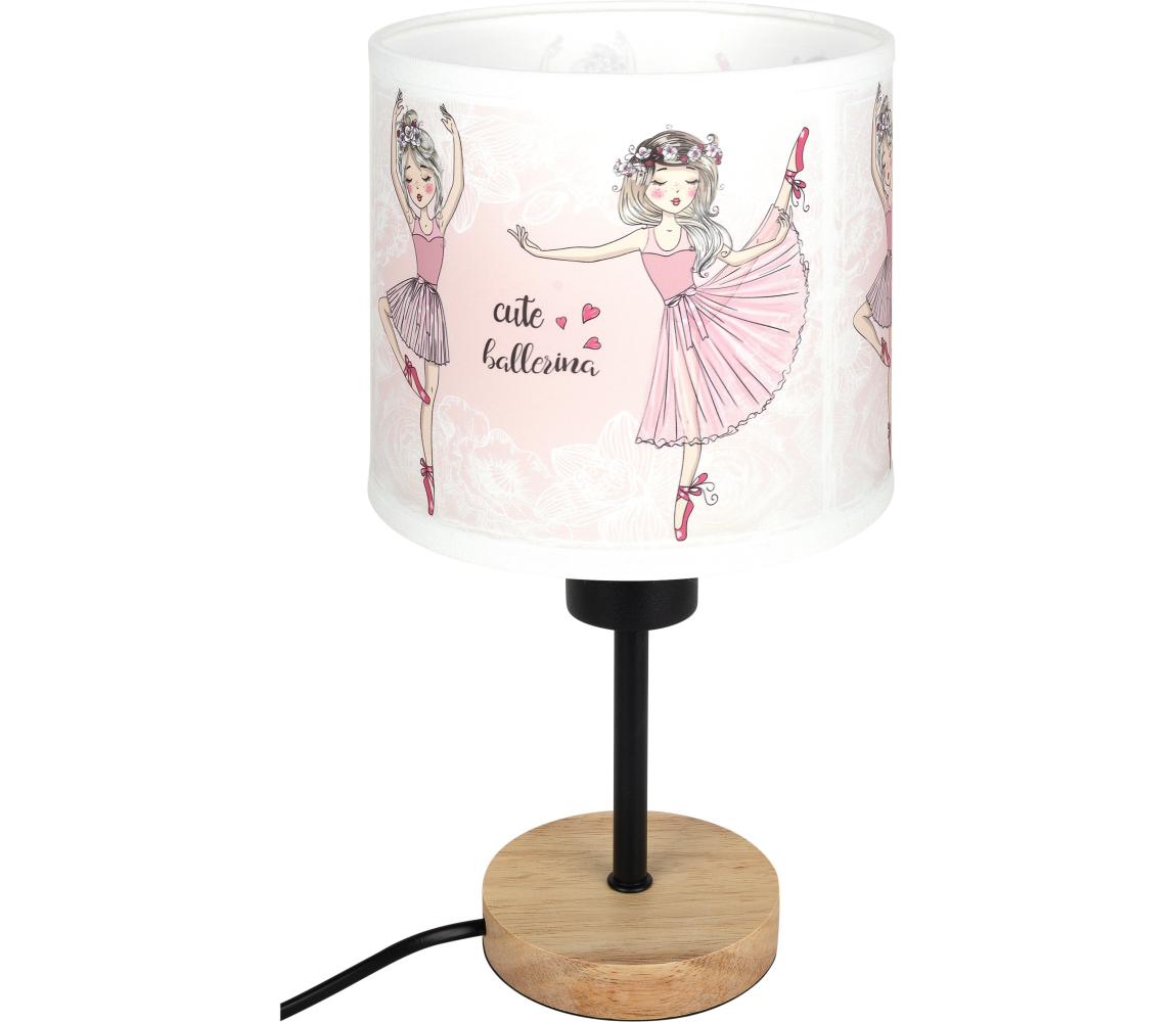 Brilagi - Stolná lampa BOBO WOOD 1xE27/25W/230V dub/čierna/biela/ružová/balerínky BG1567+BG5591