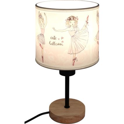 Brilagi - Detská stolná lampa BOBO WOOD 1xE27/25W/230V dub/čierna/biela/ružová/balerínky