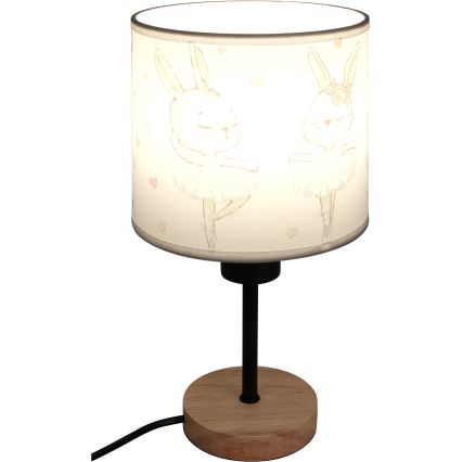 Brilagi - Detská stolová lampa BOBO WOOD 1xE27/25W/230V dub/čierna/biela/zajačiky
