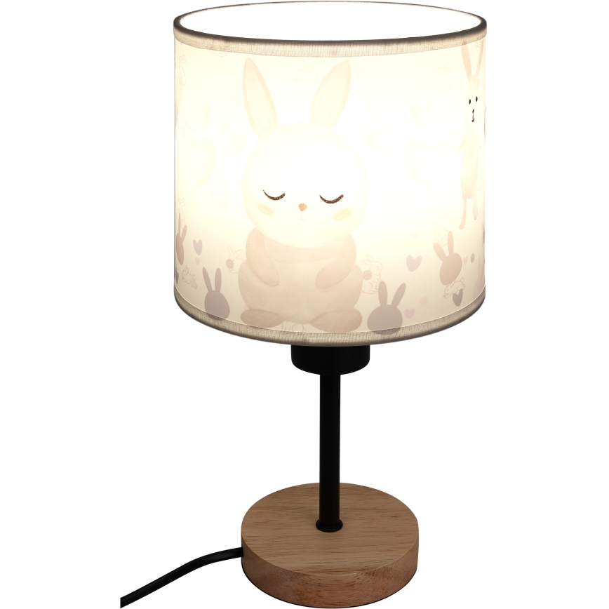 Brilagi - Detská stolná lampa BOBO WOOD 1xE27/25W/230V dub/čierna/biela/králičky