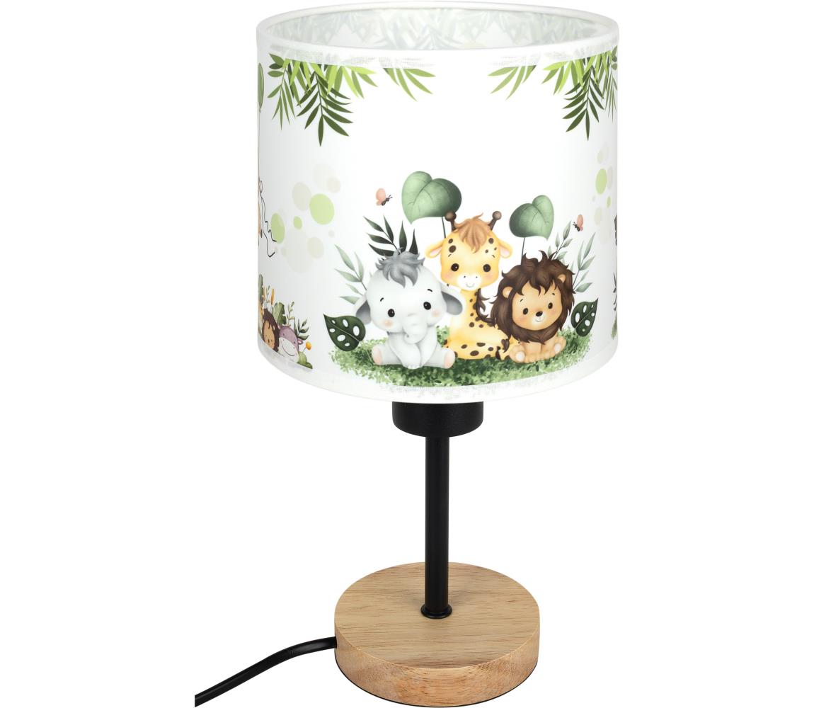Brilagi - Stolná lampa BOBO WOOD 1xE27/25W/230V dub/čierna/biela/zelená/džungľa BG1567+BG5588