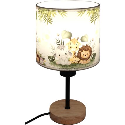 Brilagi - Detská stolná lampa BOBO WOOD 1xE27/25W/230V dub/čierna/biela/zelená/džungľa