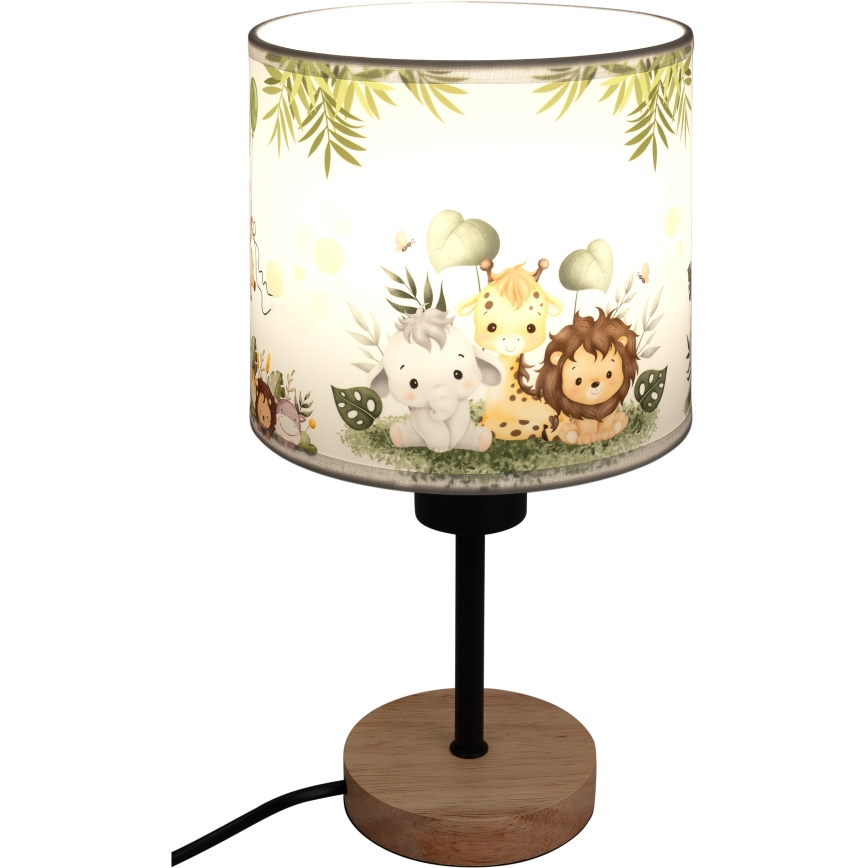 Brilagi - Detská stolná lampa BOBO WOOD 1xE27/25W/230V dub/čierna/biela/zelená/džungľa