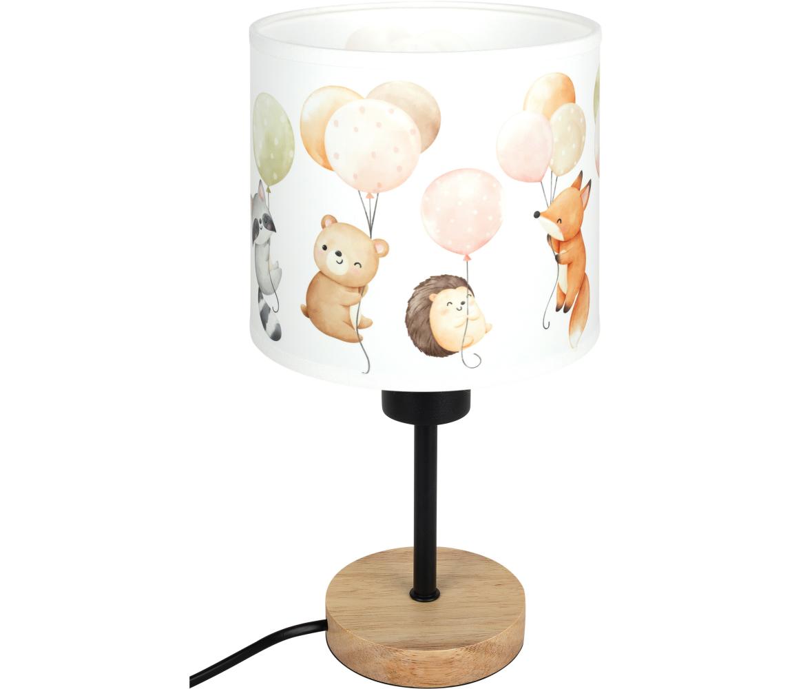 Brilagi - Stolná lampa BOBO WOOD 1xE27/25W/230V dub/čierna/biela/zvieratká BG1567+BG5577