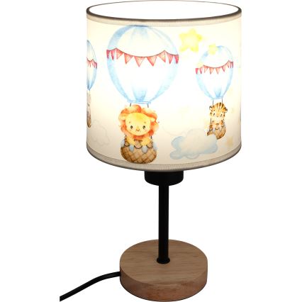 Brilagi - Detská stolná lampa BOBO WOOD 1xE27/25W/230V dub/čierna/biela/zvieratká