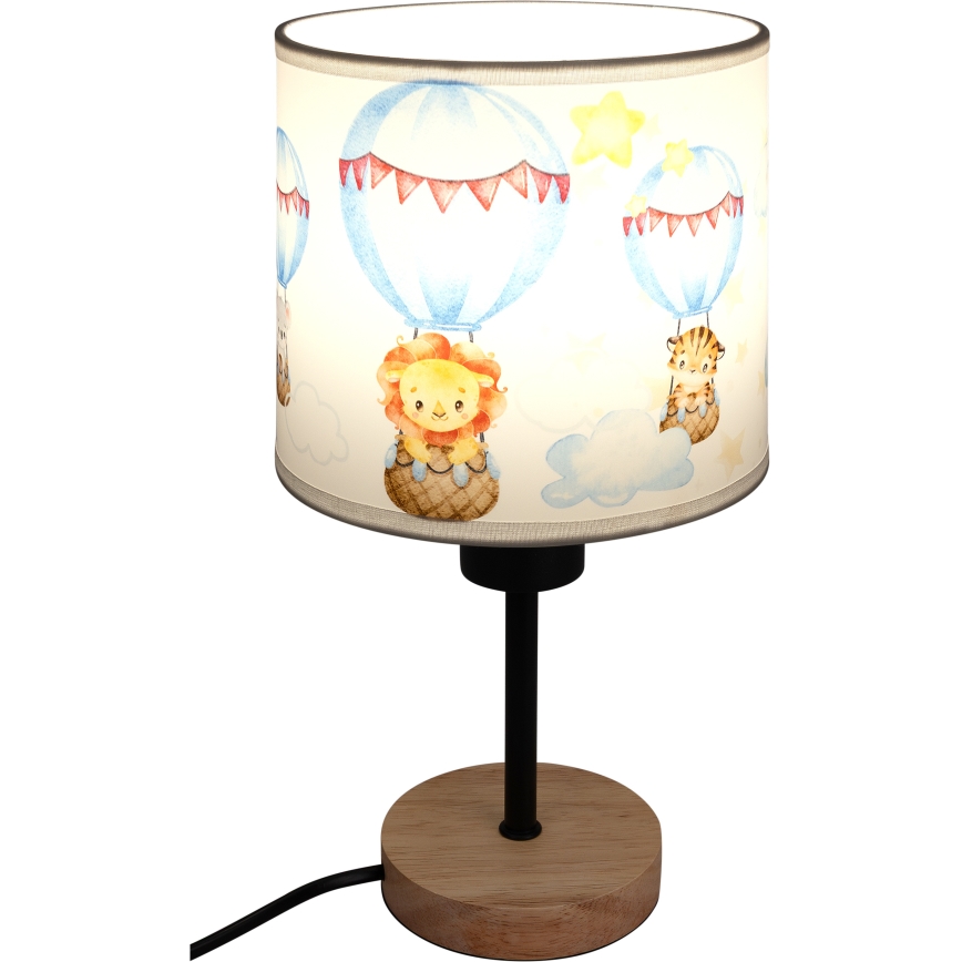Brilagi - Detská stolná lampa BOBO WOOD 1xE27/25W/230V dub/čierna/biela/zvieratká