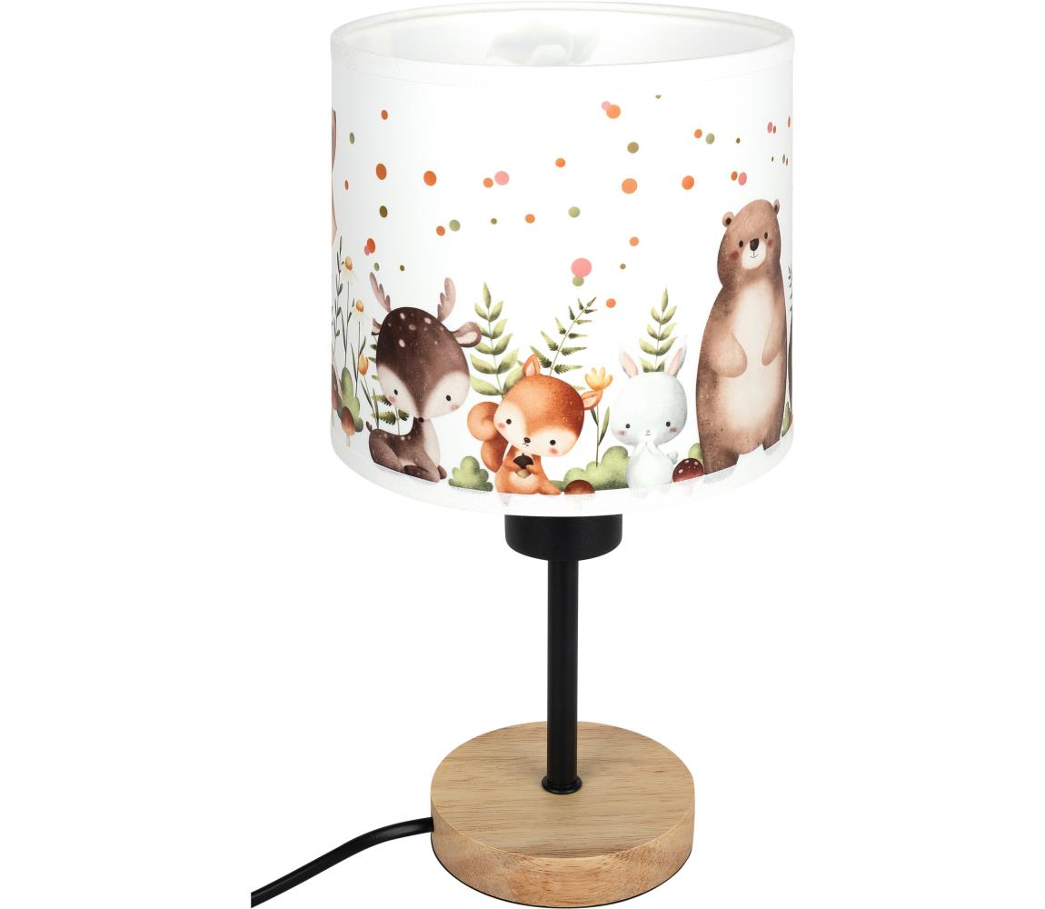 Brilagi - Stolná lampa BOBO WOOD 1xE27/25W/230V dub/čierna/biela/zvieratká BG1567+BG5587