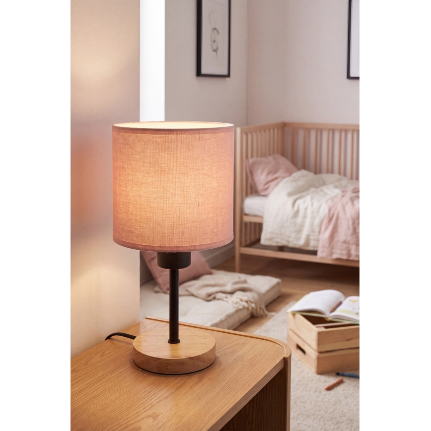 Brilagi - Detská stolná lampa BOBO WOOD 1xE27/25W/230V dub/čierna/ružová